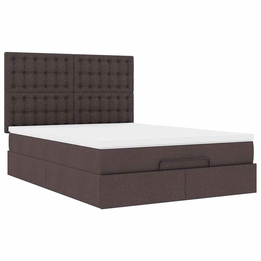 Ottoman bed met matras 140x200cm stof donkerbruin