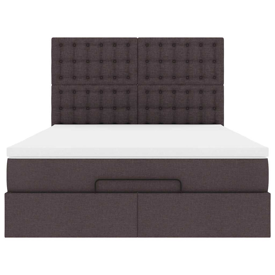 Ottoman bed met matras 140x200cm stof donkerbruin
