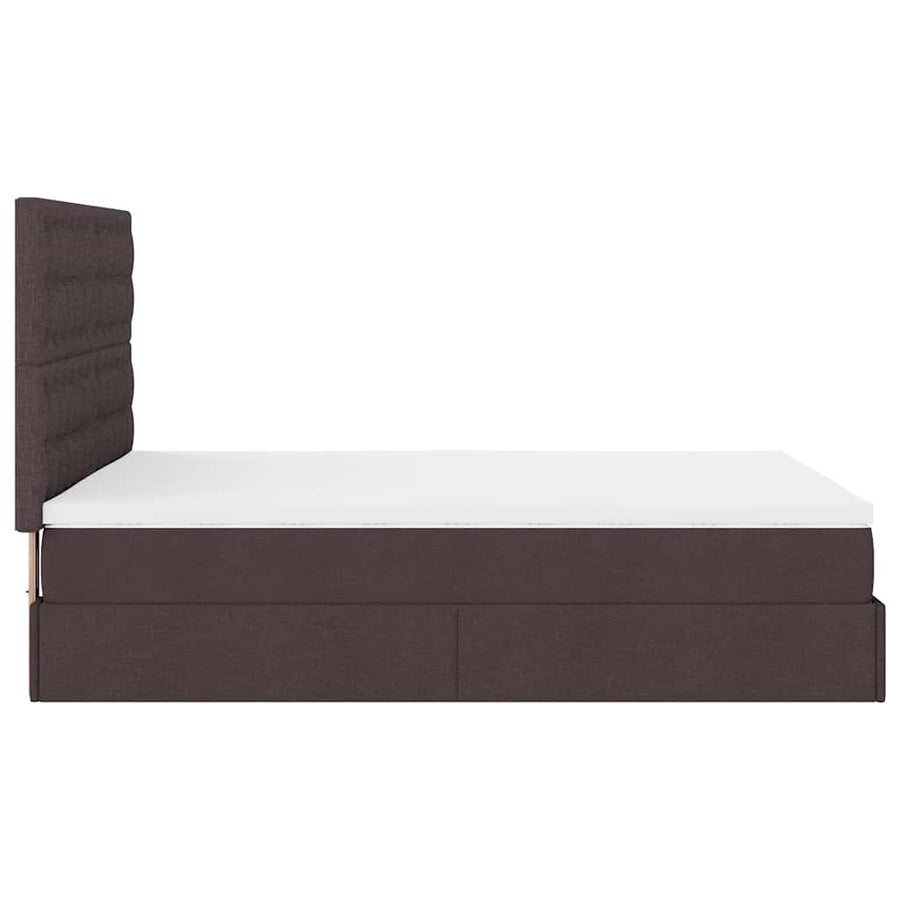 Ottoman bed met matras 140x200cm stof donkerbruin