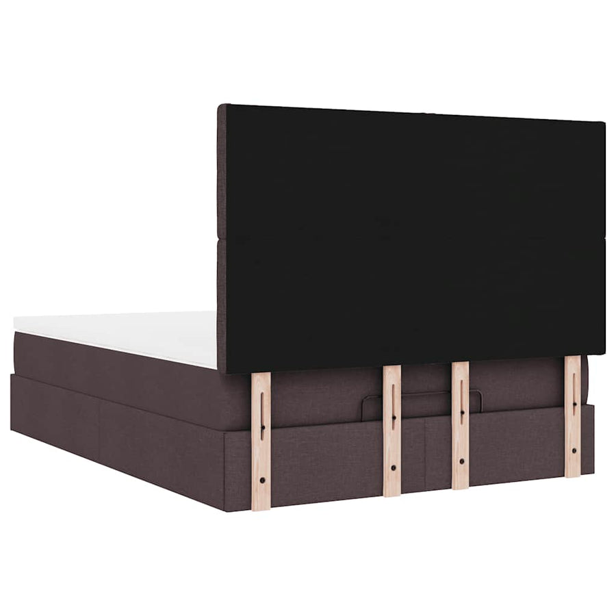 Ottoman bed met matras 140x200cm stof donkerbruin
