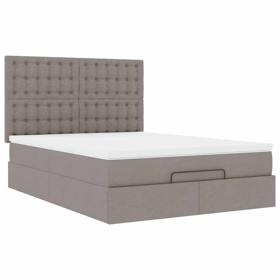 Ottoman bed met matras 140x200cm stof taupe