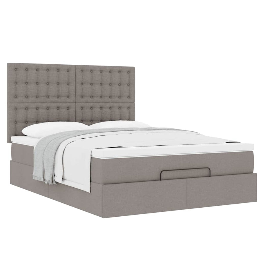 Ottoman bed met matras 140x200cm stof taupe