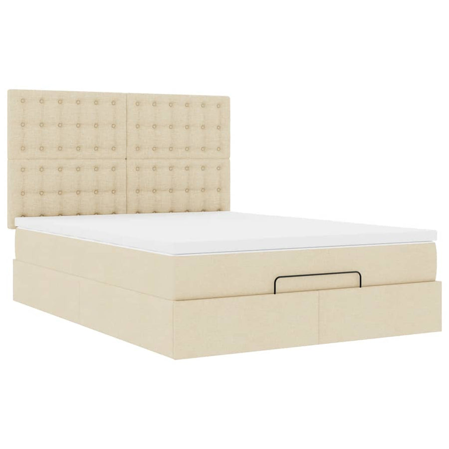 Ottoman bed met matras 140x200cm stof crèmekleurig