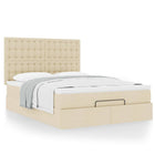 Ottomaans bed met matras 140x200 cm crèmekleurig