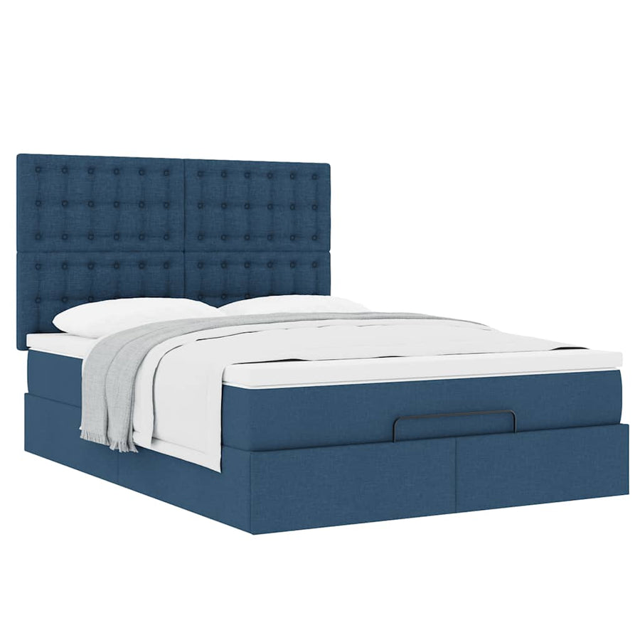 Ottoman bed met matras 140x200cm stof blauw