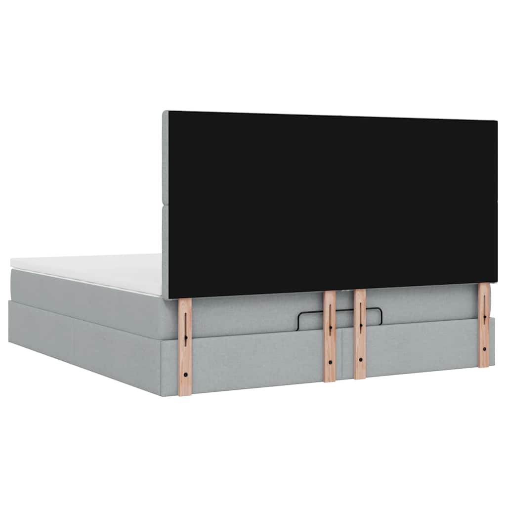 Ottoman bed met matras 160x200cm stof lichtgrijs