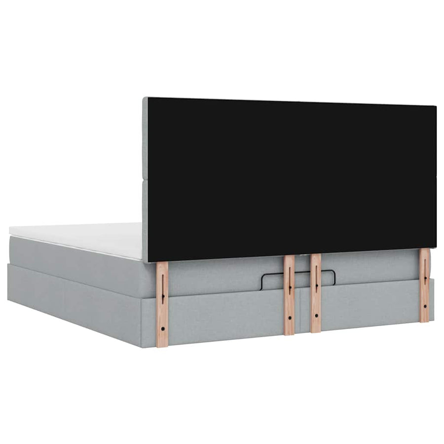 Ottoman bed met matras 160x200cm stof lichtgrijs