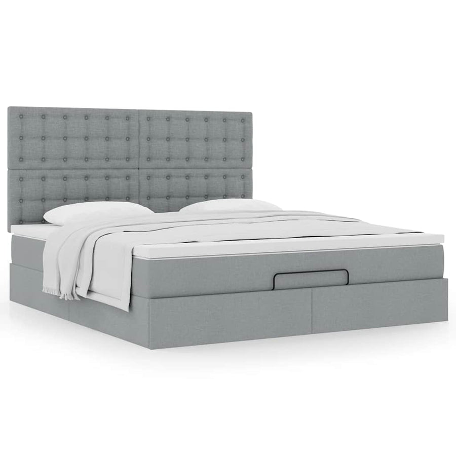 Ottoman bed met matras 160x200cm stof lichtgrijs