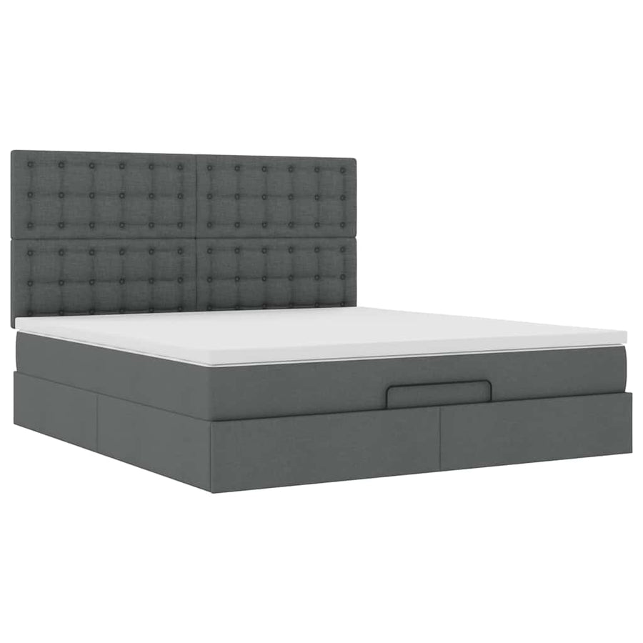 Ottoman bed met matras 160x200cm stof donkergrijs