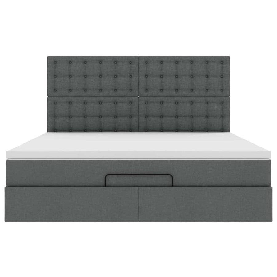 Ottoman bed met matras 160x200cm stof donkergrijs