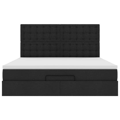 Ottoman bed met matras 160x200cm stof zwart