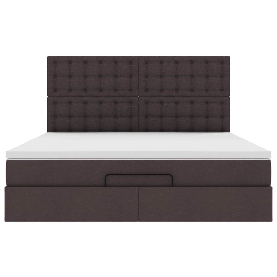 Ottoman bed met matras 160x200cm stof donkerbruin