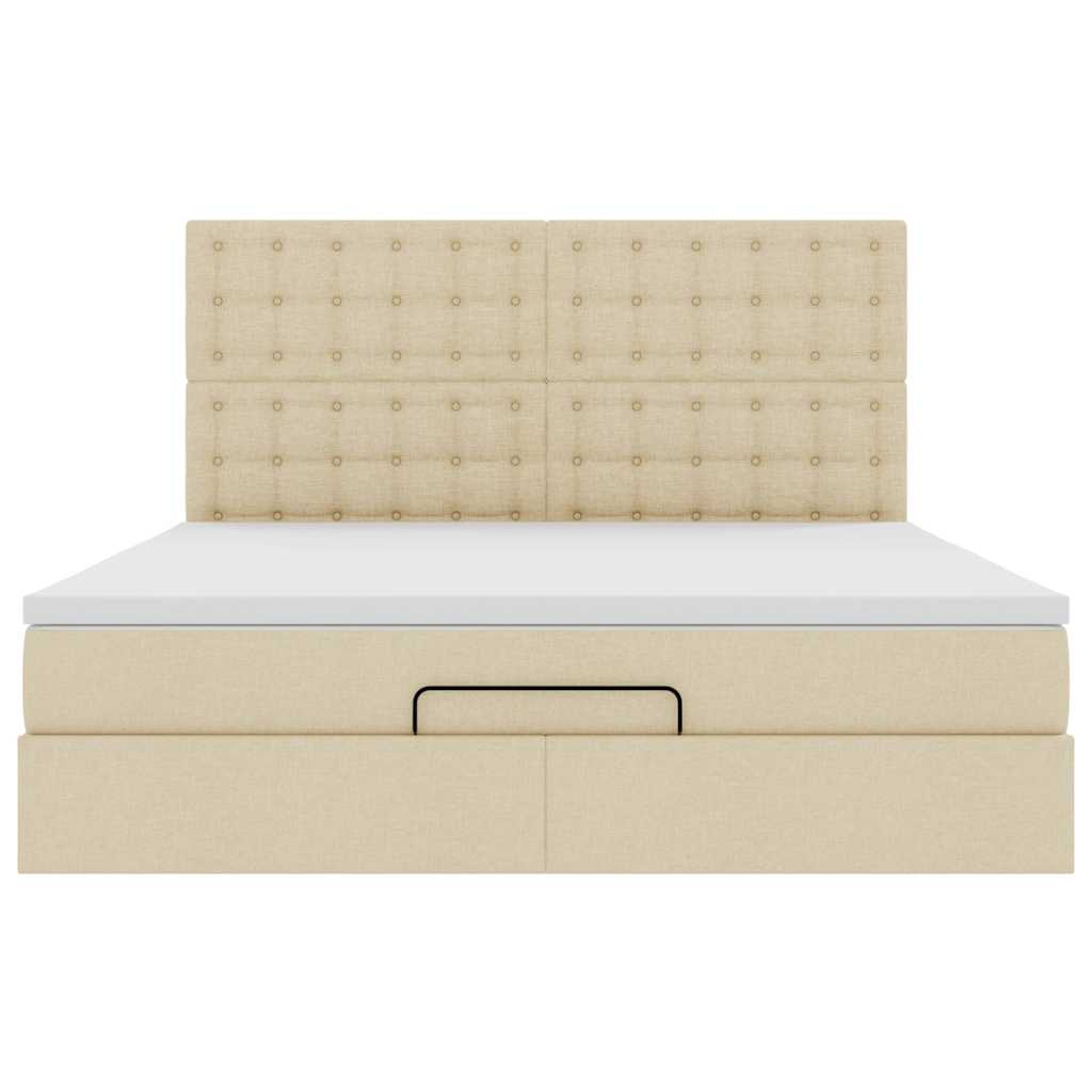 Ottoman bed met matras 160x200cm stof crèmekleurig