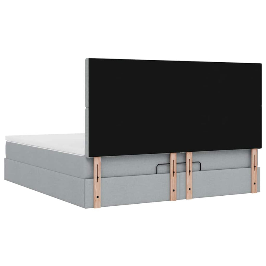 Ottoman bed met matras 180x200cm stof lichtgrijs