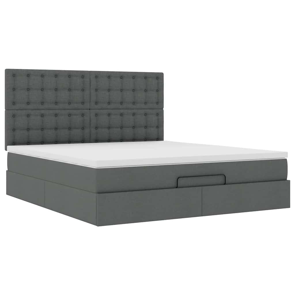 Ottoman bed met matras 180x200cm stof donkergrijs