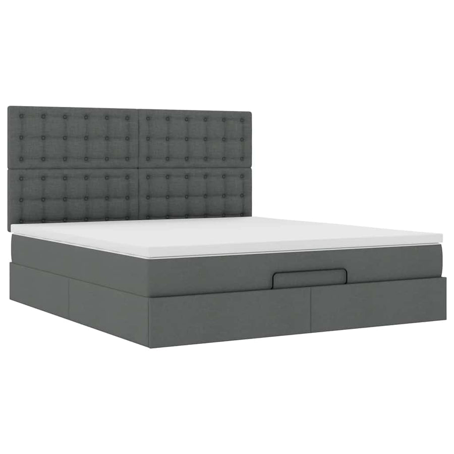 Ottoman bed met matras 180x200cm stof donkergrijs