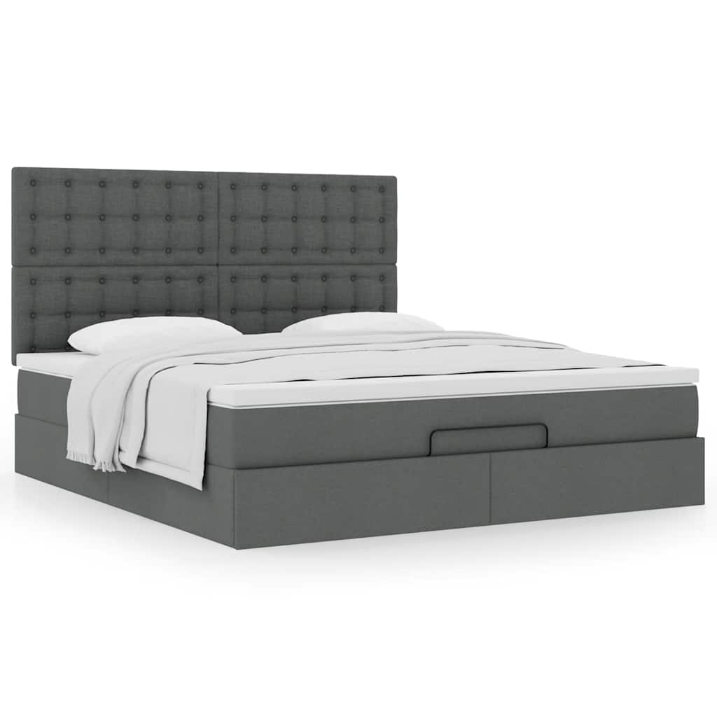 Ottoman bed met matras 180x200cm stof donkergrijs