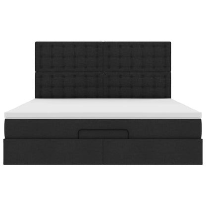 Ottoman bed met matras 180x200cm stof zwart