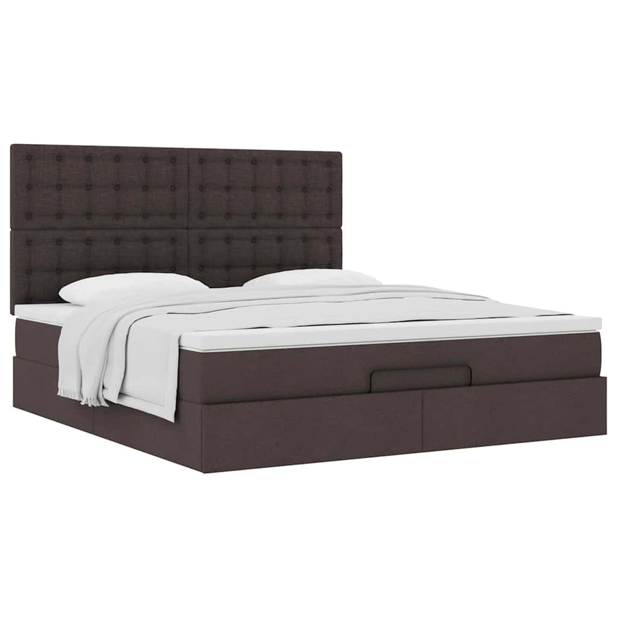 Ottoman bed met matras 180x200cm stof donkerbruin
