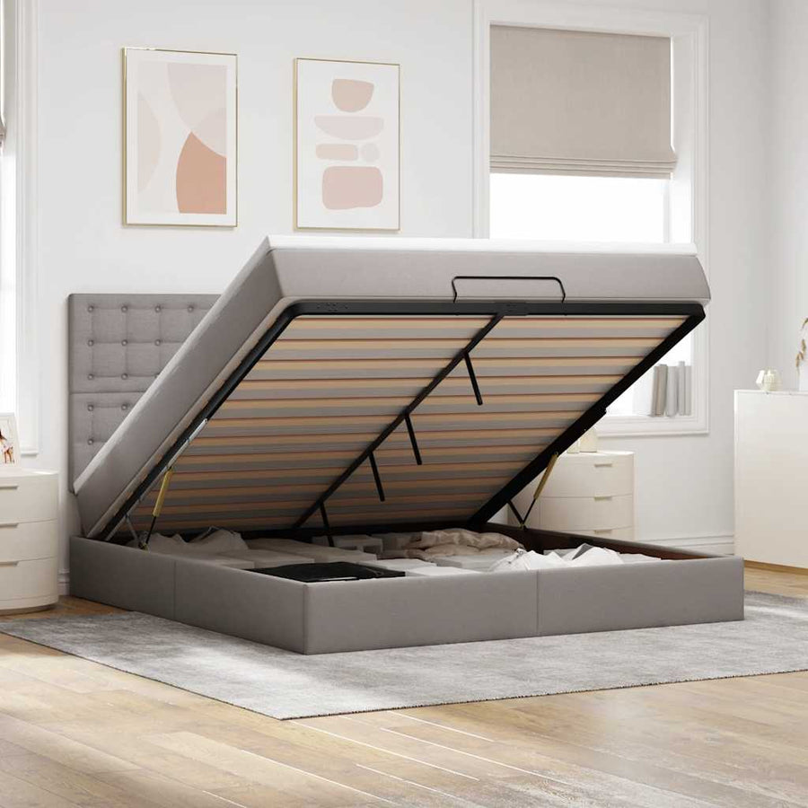 Ottoman bed met matras 180x200cm stof taupe