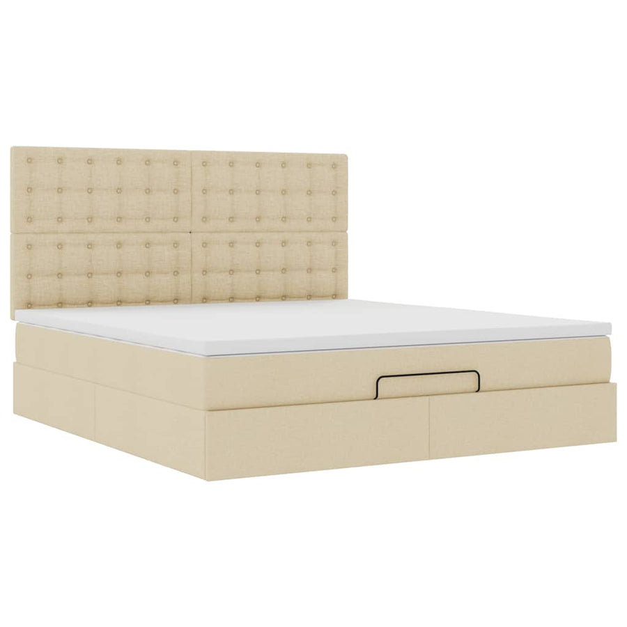Ottoman bed met matras 180x200cm stof crèmekleurig
