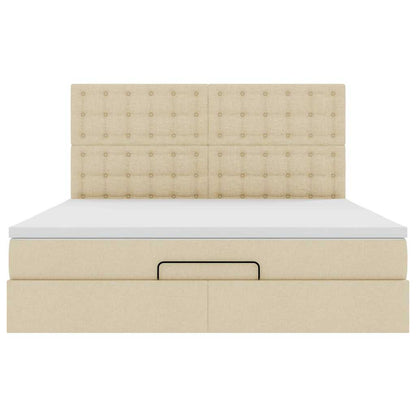 Ottoman bed met matras 180x200cm stof crèmekleurig
