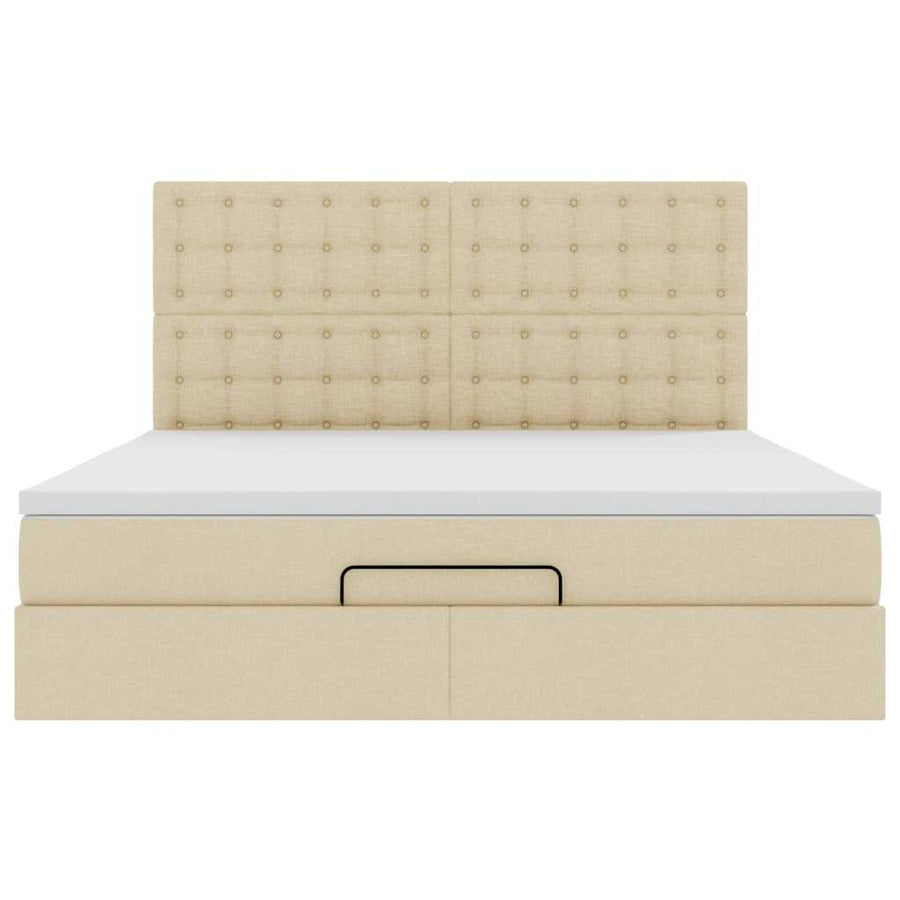 Ottoman bed met matras 180x200cm stof crèmekleurig