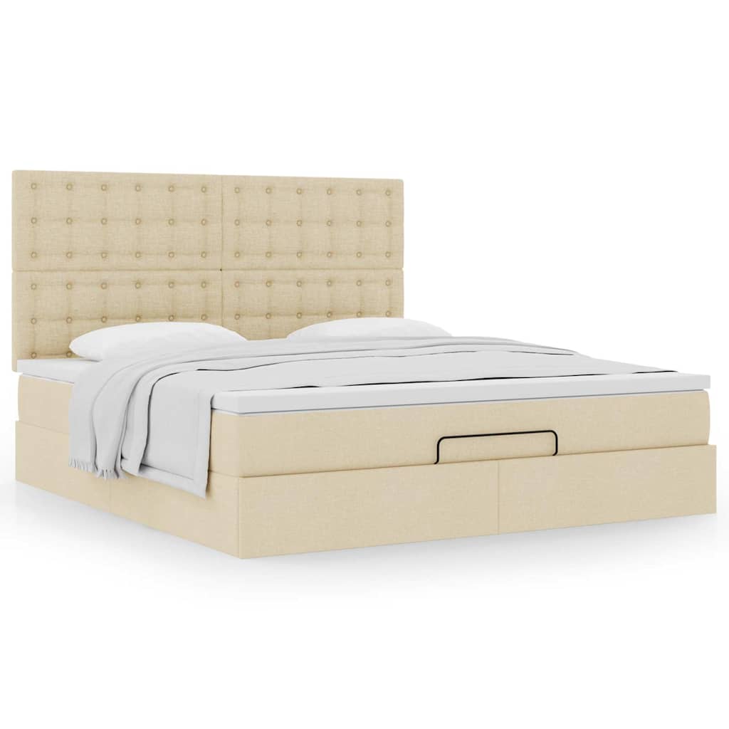 Ottoman bed met matras 180x200cm stof crèmekleurig