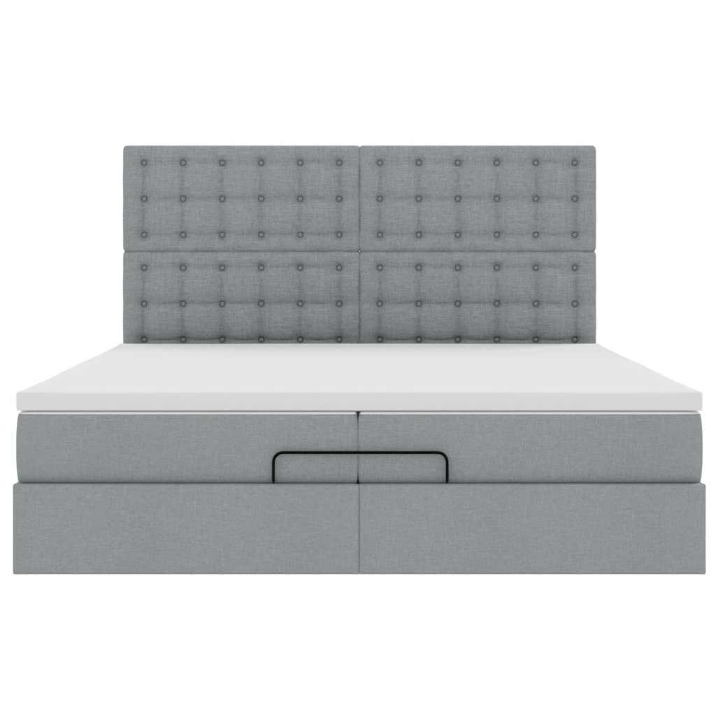 Ottoman bed met matrassen 200x200cm stof lichtgrijs