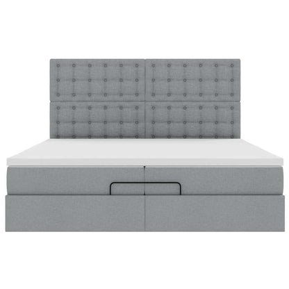 Ottoman bed met matrassen 200x200cm stof lichtgrijs