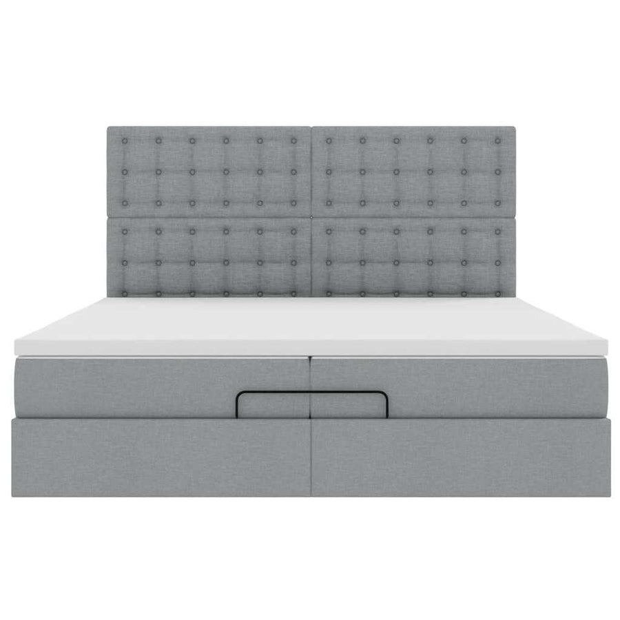 Ottoman bed met matrassen 200x200cm stof lichtgrijs
