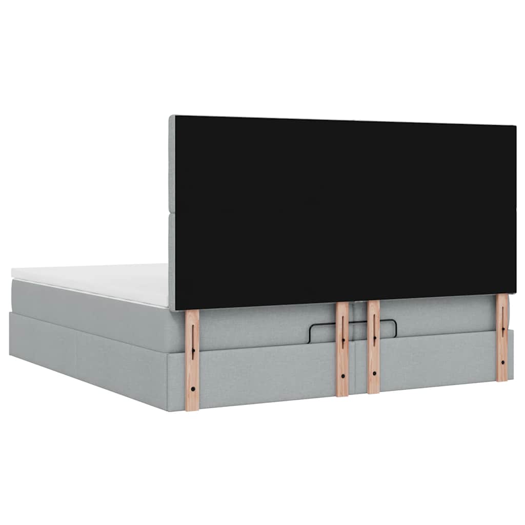 Ottoman bed met matrassen 200x200cm stof lichtgrijs