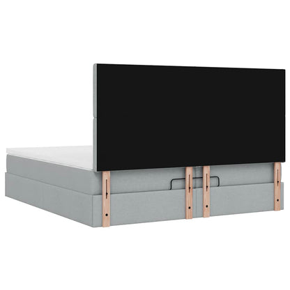Ottoman bed met matrassen 200x200cm stof lichtgrijs