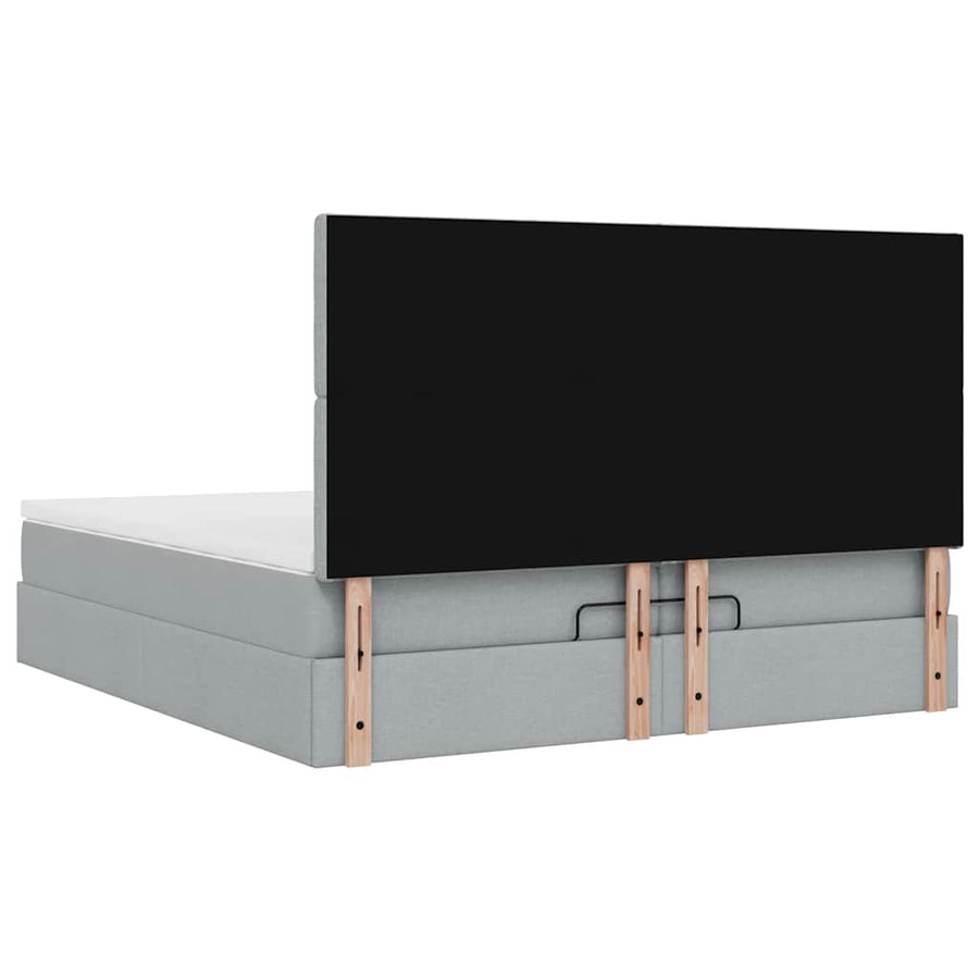 Ottoman bed met matrassen 200x200cm stof lichtgrijs