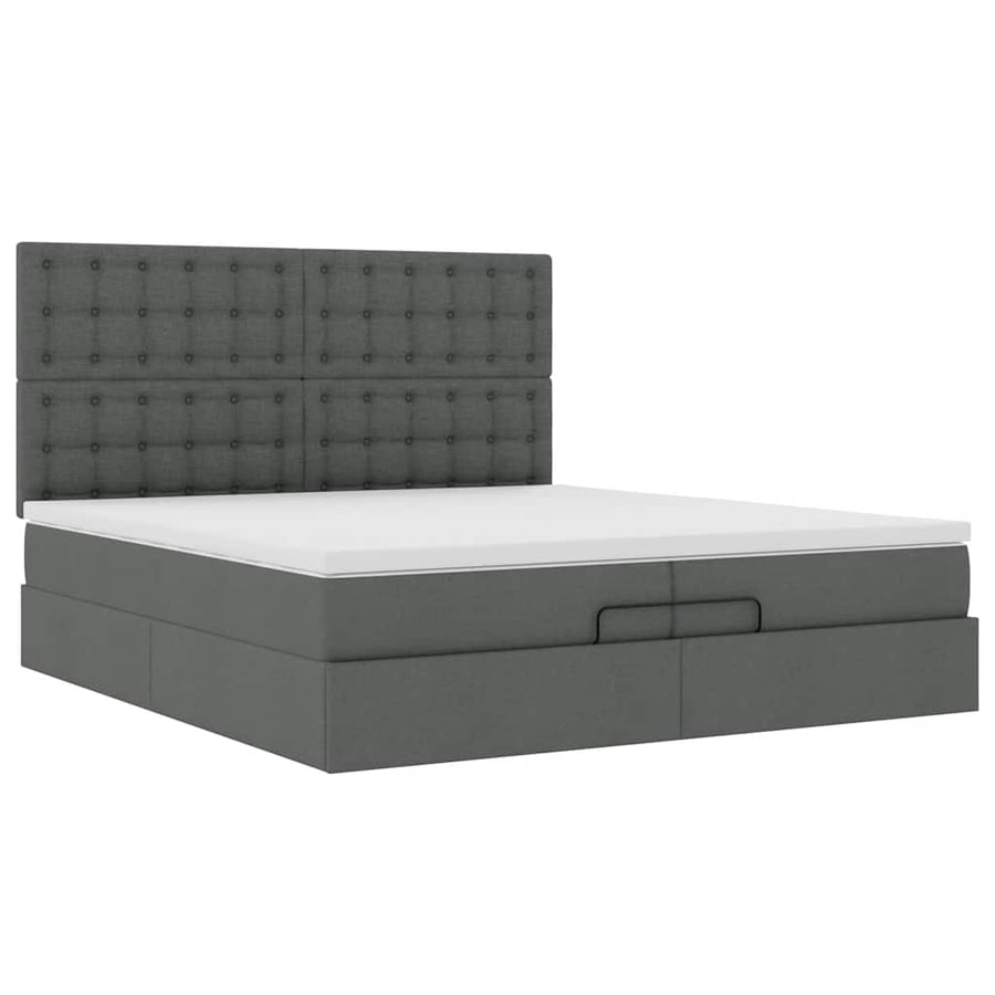 Ottoman bed met matrassen 200x200cm stof donkergrijs