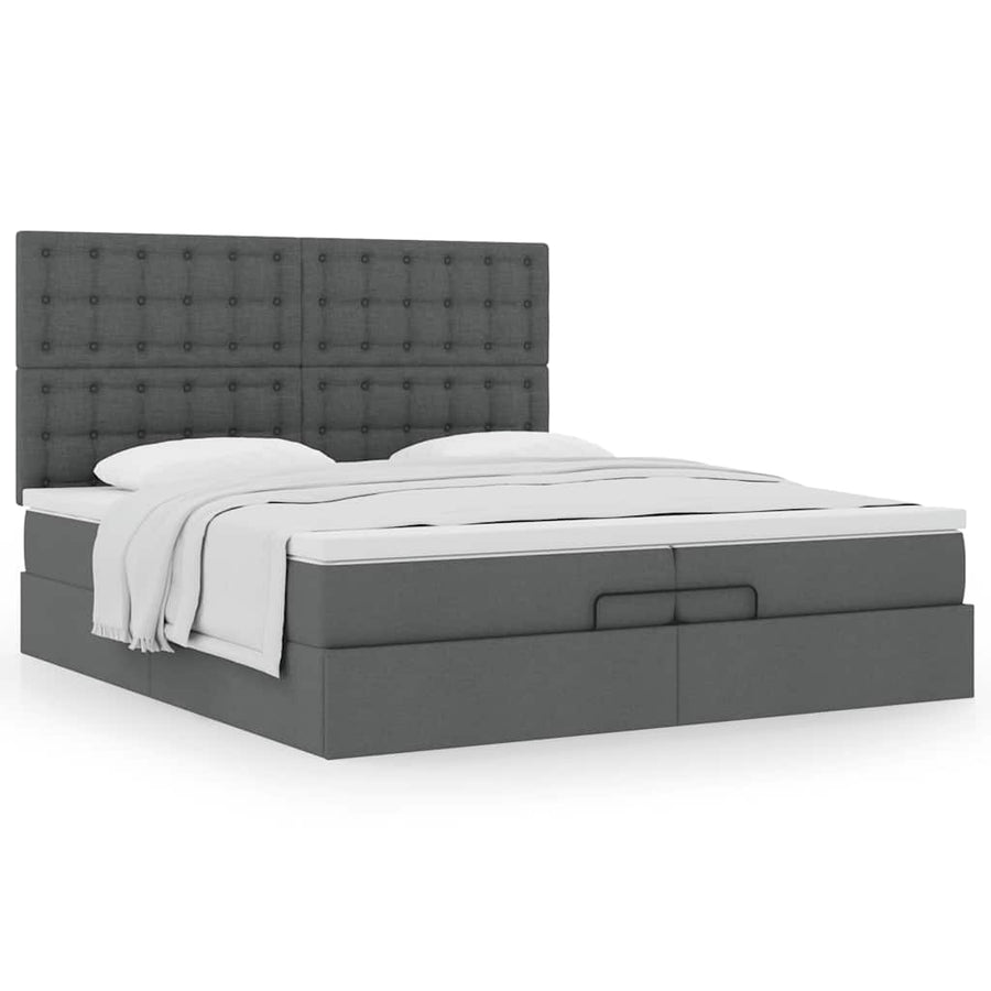 Ottoman bed met matrassen 200x200cm stof donkergrijs