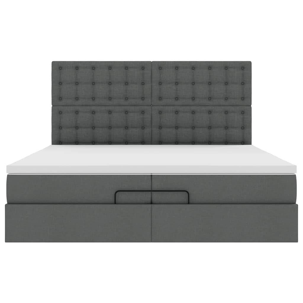Ottoman bed met matrassen 200x200cm stof donkergrijs