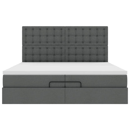 Ottoman bed met matrassen 200x200cm stof donkergrijs