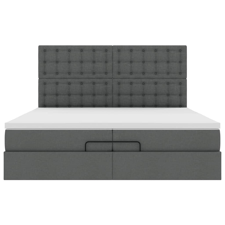 Ottoman bed met matrassen 200x200cm stof donkergrijs