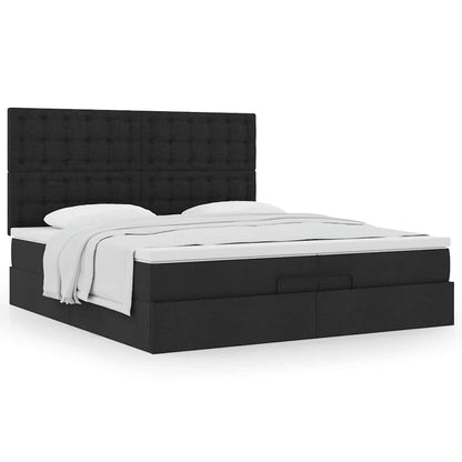 Ottoman bed met matrassen 200x200cm stof zwart