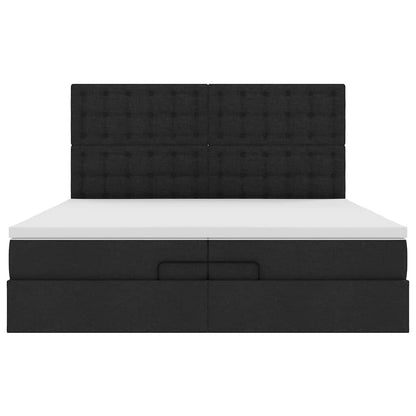 Ottoman bed met matrassen 200x200cm stof zwart