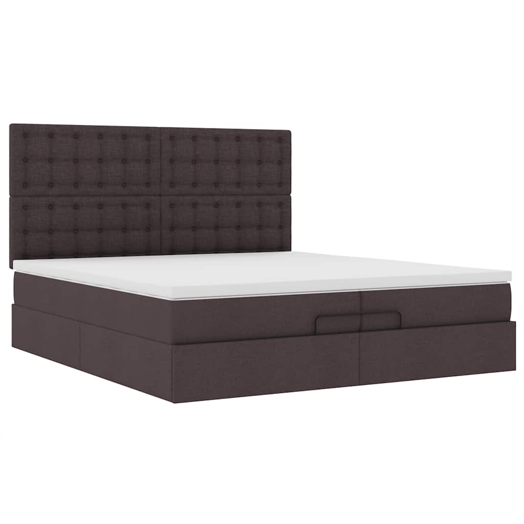 Ottoman bed met matrassen 200x200cm stof donkerbruin