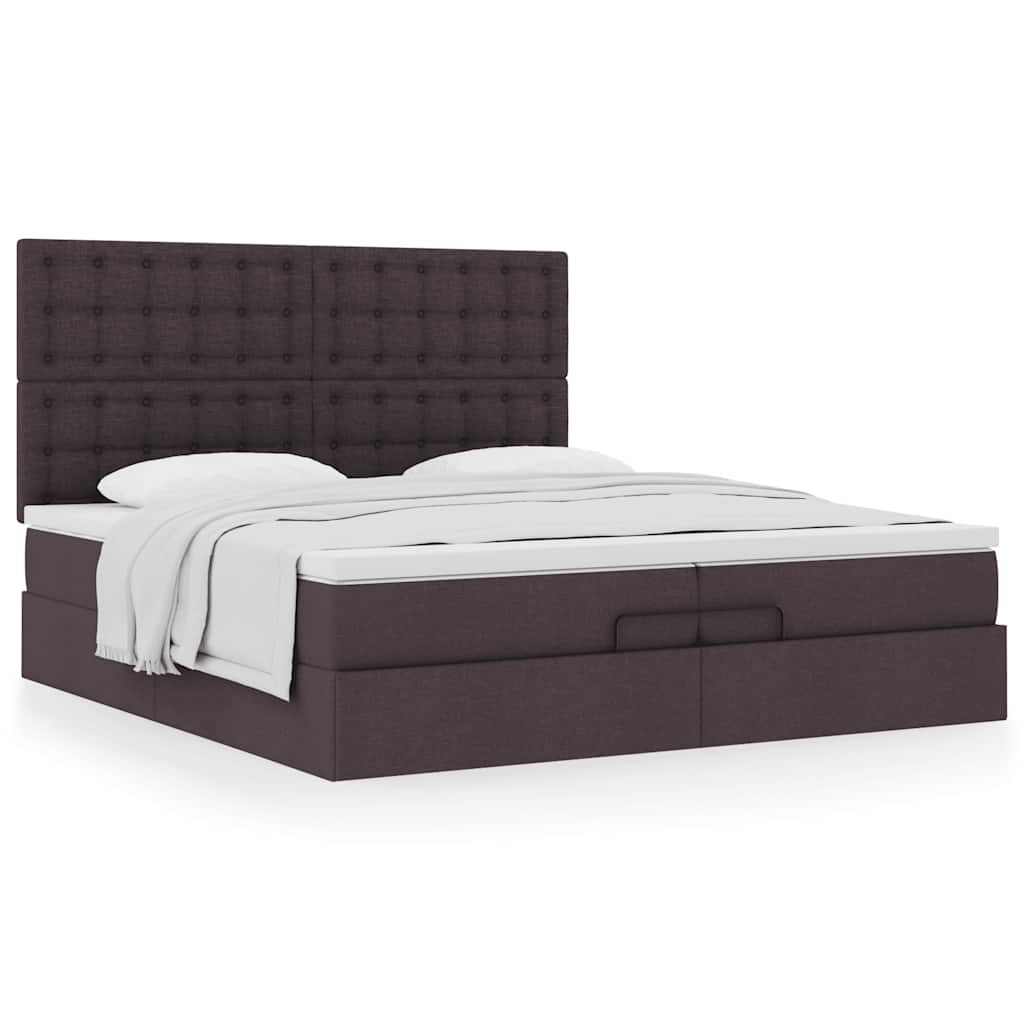 Ottoman bed met matrassen 200x200cm stof donkerbruin