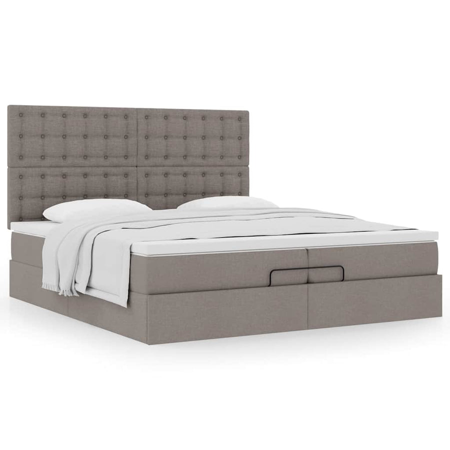 Ottoman bed met matrassen 200x200cm stof taupe