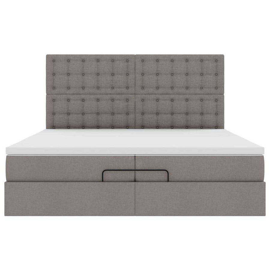 Ottoman bed met matrassen 200x200cm stof taupe