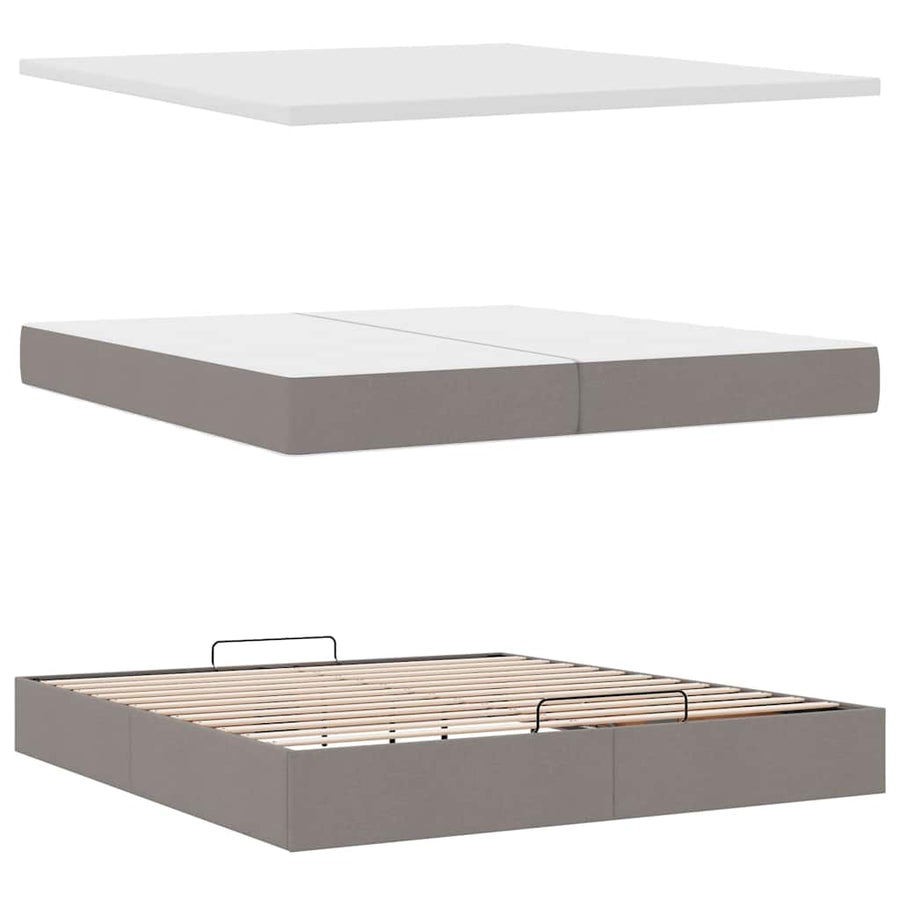 Ottoman bed met matrassen 200x200cm stof taupe