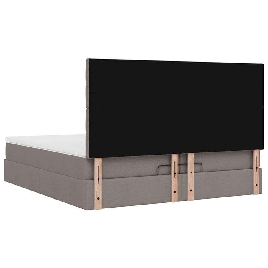 Ottoman bed met matrassen 200x200cm stof taupe