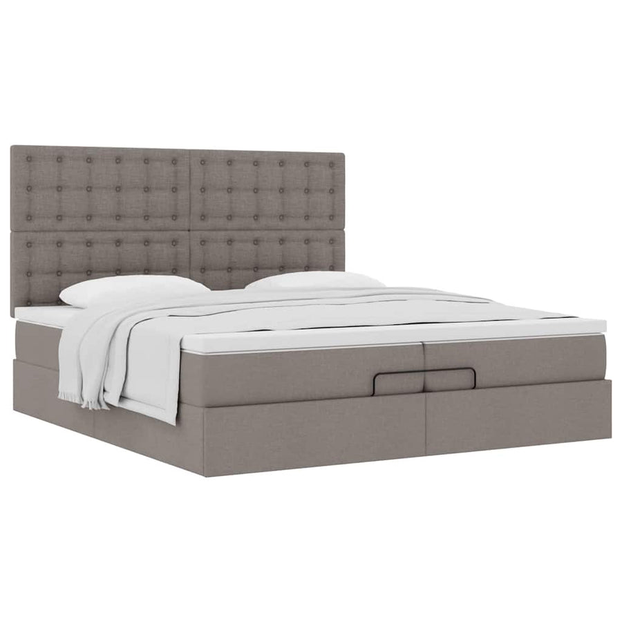 Ottoman bed met matrassen 200x200cm stof taupe