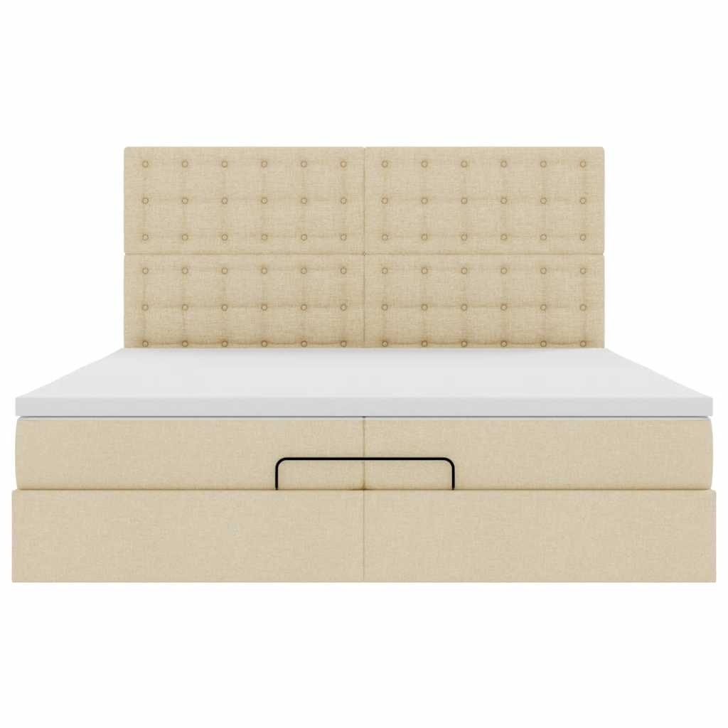 Ottoman bed met matrassen 200x200cm stof crèmekleurig