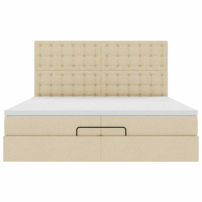 Ottoman bed met matrassen 200x200cm stof crèmekleurig